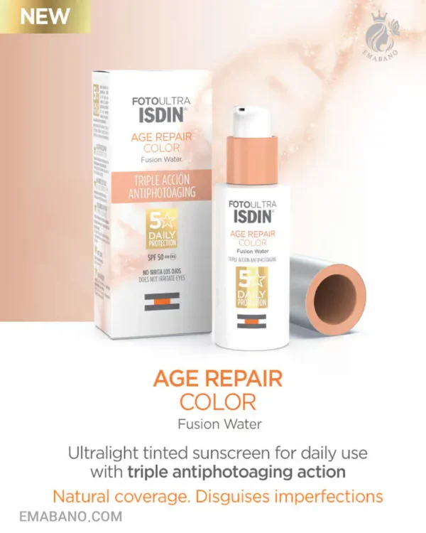 ضد آفتاب و ضدپیری و ضدچروک رنگی ایزدین فیوژن واتر  Age Repair Color SPF50 - Image 2